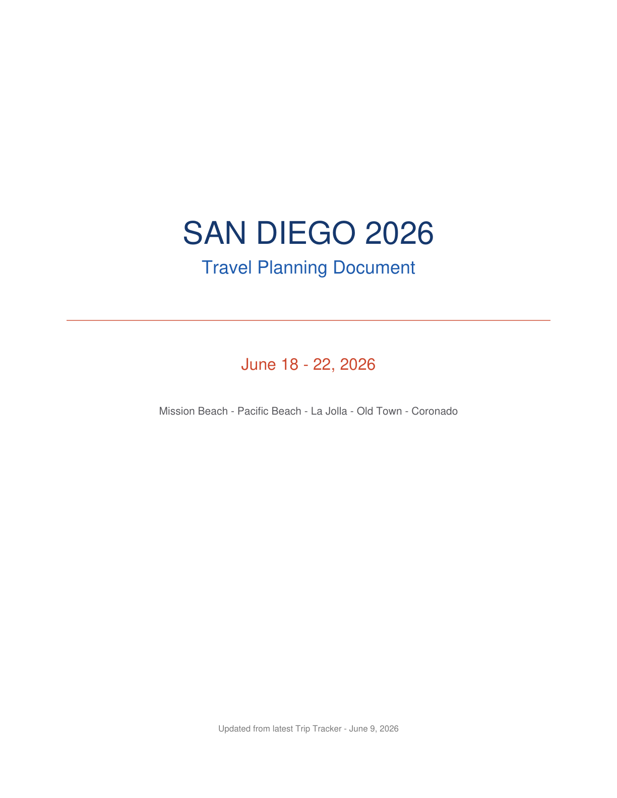 San Diego 2026 Travel Planner page 1