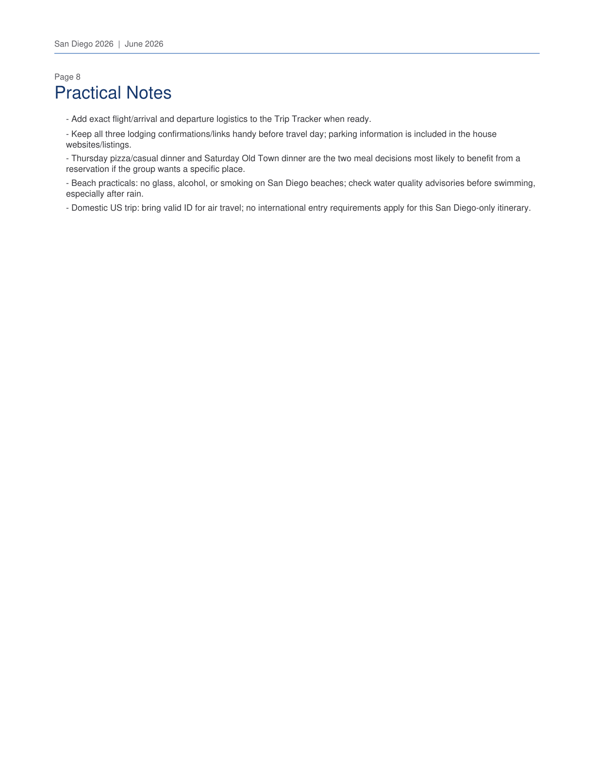 San Diego 2026 Travel Planner page 8